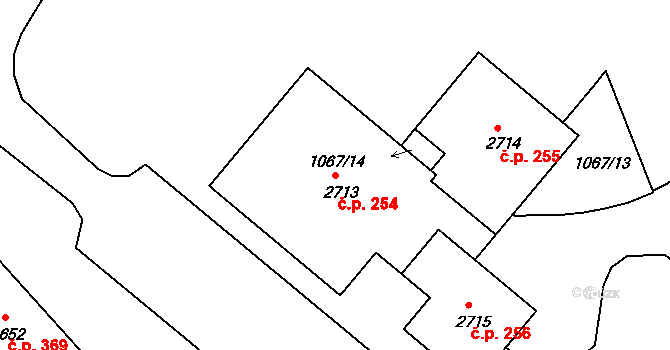 Plešivec 254, Český Krumlov na parcele st. 2713 v KÚ Český Krumlov, Katastrální mapa