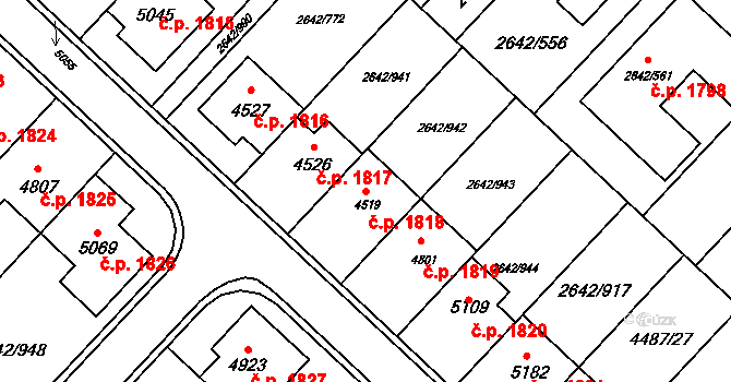 Kuřim 1818 na parcele st. 4519 v KÚ Kuřim, Katastrální mapa