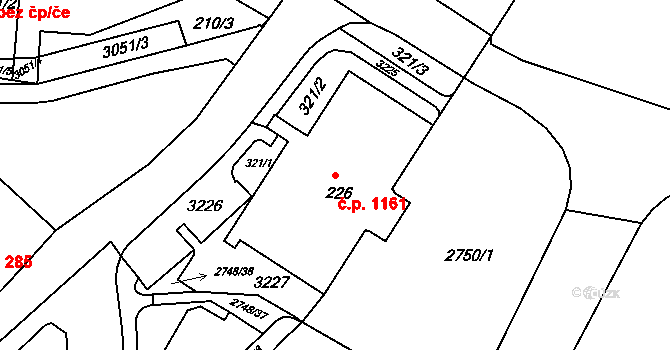 Krásná Lípa 1161 na parcele st. 226 v KÚ Krásná Lípa, Katastrální mapa