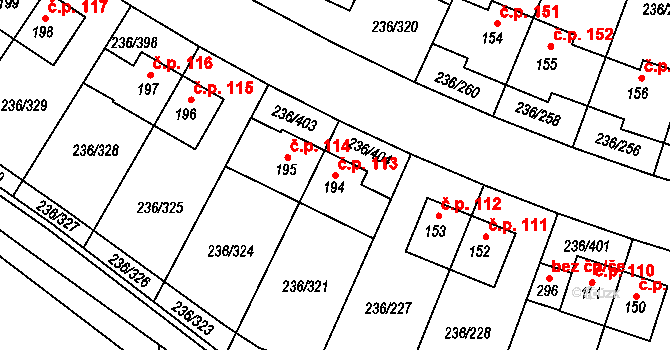 Němčice 113 na parcele st. 194 v KÚ Němčice nad Labem, Katastrální mapa