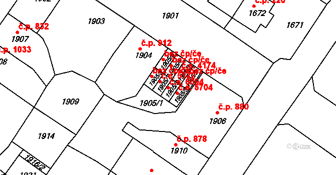 Střekov 6094, Ústí nad Labem na parcele st. 1905/8 v KÚ Střekov, Katastrální mapa