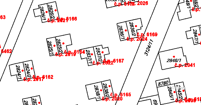 Zlín 6167 na parcele st. 2837/2 v KÚ Zlín, Katastrální mapa
