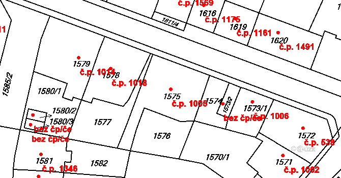 Předměstí 1005, Litoměřice na parcele st. 1575 v KÚ Litoměřice, Katastrální mapa