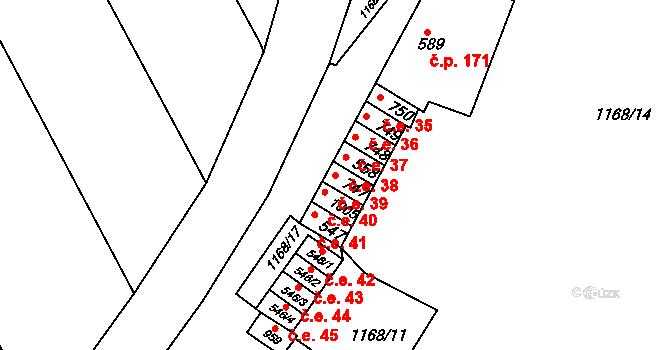 Brtnice 39 na parcele st. 747 v KÚ Brtnice, Katastrální mapa