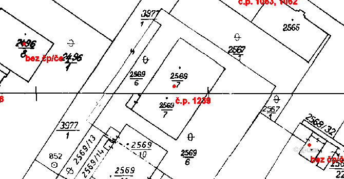 Poděbrady III 1239, Poděbrady na parcele st. 2569/7 v KÚ Poděbrady, Katastrální mapa