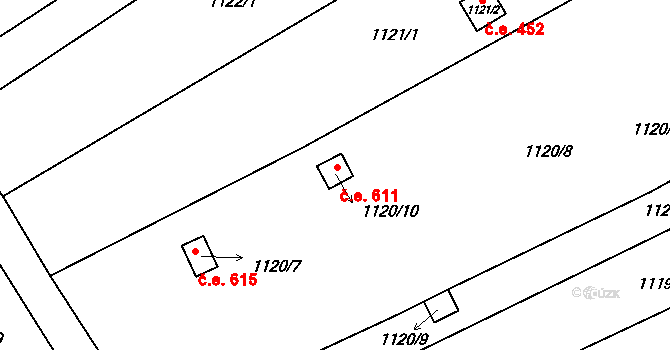 Medlánky 611, Brno na parcele st. 1120/10 v KÚ Medlánky, Katastrální mapa