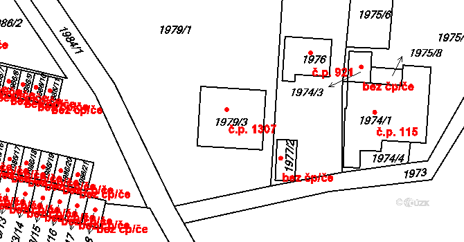 Nýřany 1307 na parcele st. 1979/3 v KÚ Nýřany, Katastrální mapa