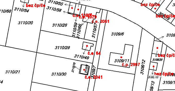Louny 2042 na parcele st. 3110/49 v KÚ Louny, Katastrální mapa