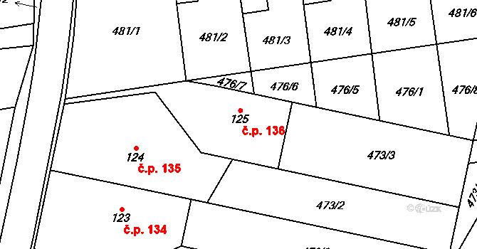 Štěpánov nad Svratkou 136 na parcele st. 125 v KÚ Štěpánov nad Svratkou, Katastrální mapa
