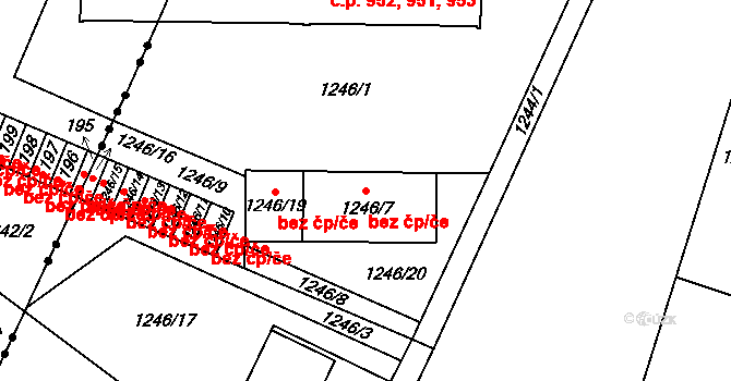 Dobruška 38472503 na parcele st. 1246/7 v KÚ Dobruška, Katastrální mapa