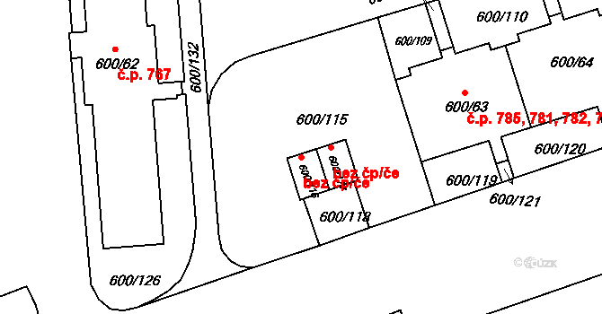 Praha 40467503 na parcele st. 600/116 v KÚ Bohnice, Katastrální mapa