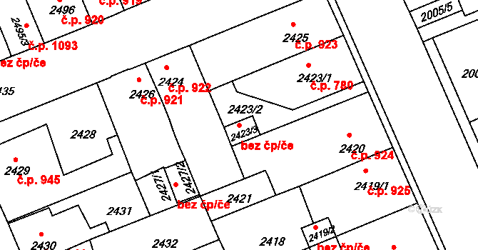 Holešov 41063503 na parcele st. 2423/3 v KÚ Holešov, Katastrální mapa