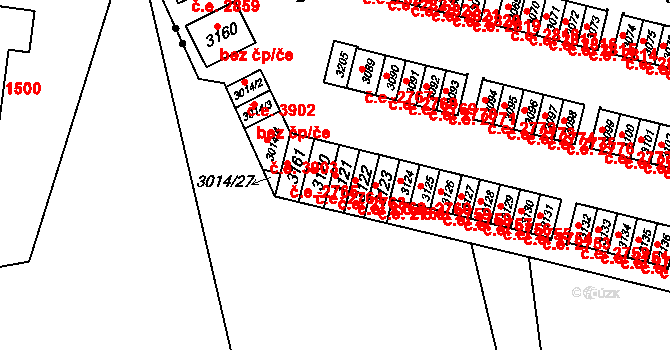 Podlesí 2763, Havířov na parcele st. 3121 v KÚ Bludovice, Katastrální mapa