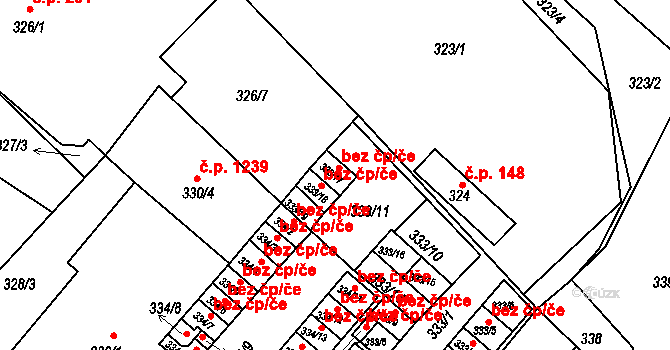 Lovosice 43117503 na parcele st. 333/17 v KÚ Lovosice, Katastrální mapa