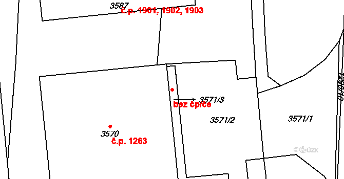 Kladno 48933503 na parcele st. 3571/3 v KÚ Kročehlavy, Katastrální mapa