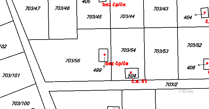 Bečov 62 na parcele st. 499 v KÚ Bečov u Mostu, Katastrální mapa