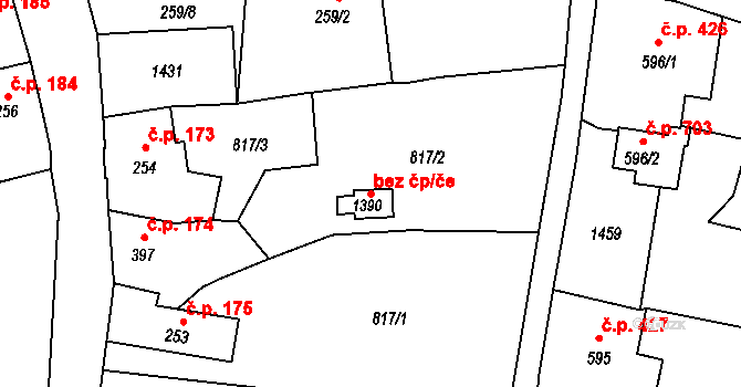 Benešov nad Ploučnicí 53972503 na parcele st. 1390 v KÚ Benešov nad Ploučnicí, Katastrální mapa