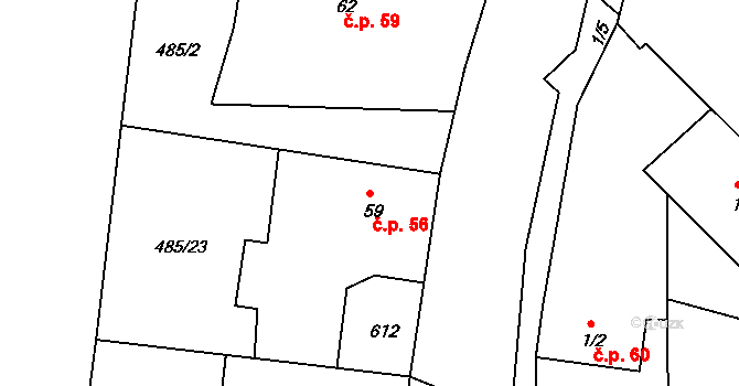 Krsice 56, Čimelice na parcele st. 59 v KÚ Krsice, Katastrální mapa