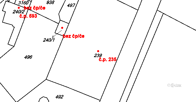 Neratovice 235 na parcele st. 239 v KÚ Neratovice, Katastrální mapa