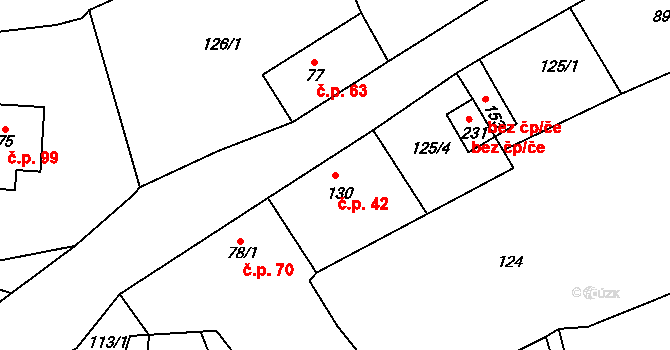 Merklovice 42, Vamberk na parcele st. 130 v KÚ Merklovice, Katastrální mapa