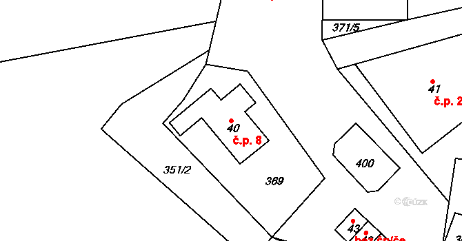 Řečice 8, Zábřezí-Řečice na parcele st. 40 v KÚ Zábřezí, Katastrální mapa