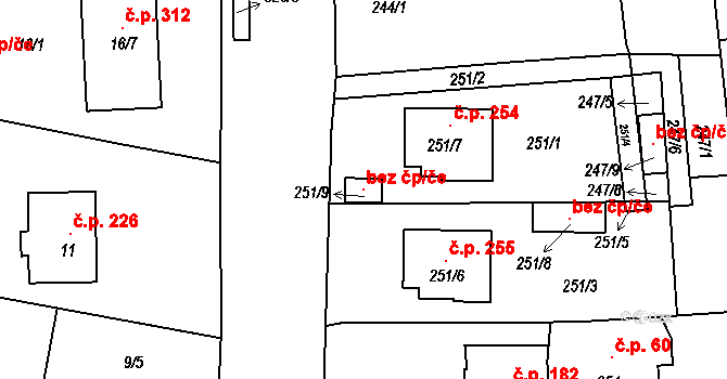 Jihlava 100247504 na parcele st. 251/9 v KÚ Antonínův Důl, Katastrální mapa