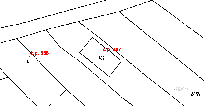 Javorovec 487, Mistřice na parcele st. 132 v KÚ Javorovec, Katastrální mapa