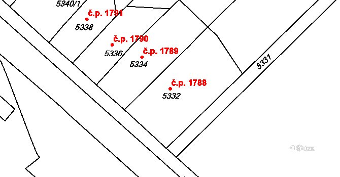 Pod Bezručovým vrchem 1788, Krnov na parcele st. 5332 v KÚ Krnov-Horní Předměstí, Katastrální mapa