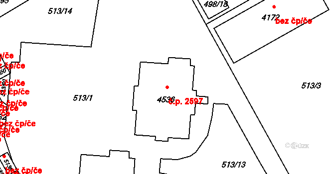 Šumperk 2597 na parcele st. 4536 v KÚ Šumperk, Katastrální mapa