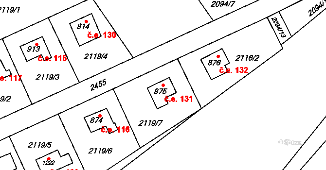 Vysoká Lhota 131, Čerčany na parcele st. 875 v KÚ Čerčany, Katastrální mapa