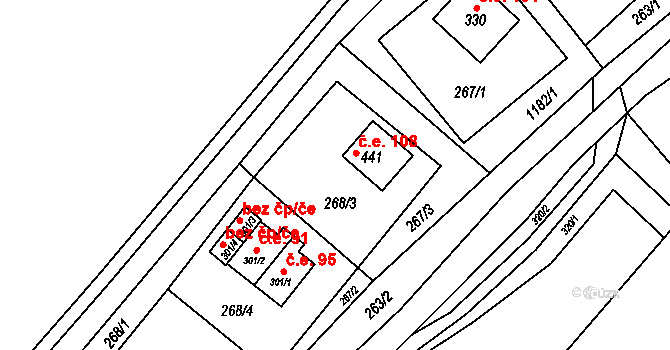 Ostružná 108 na parcele st. 441 v KÚ Ostružná, Katastrální mapa