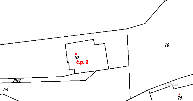 Borušov 2 na parcele st. 10 v KÚ Borušov, Katastrální mapa