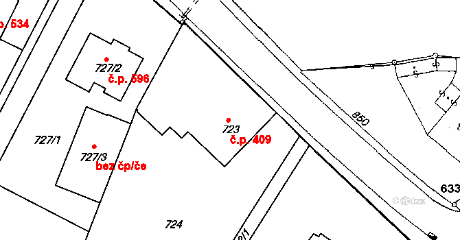 Netolice 409 na parcele st. 723 v KÚ Netolice, Katastrální mapa