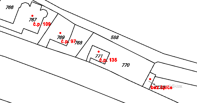 Vaňov 135, Ústí nad Labem na parcele st. 771 v KÚ Vaňov, Katastrální mapa