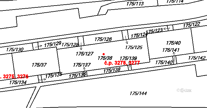 Severní Terasa 3277,3278, Ústí nad Labem na parcele st. 175/38 v KÚ Dobětice, Katastrální mapa