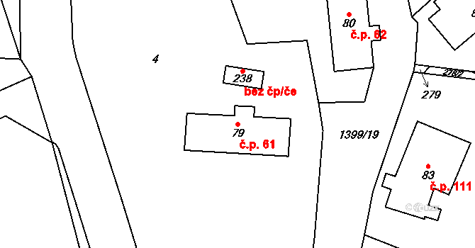 Semanín 61 na parcele st. 79 v KÚ Semanín, Katastrální mapa