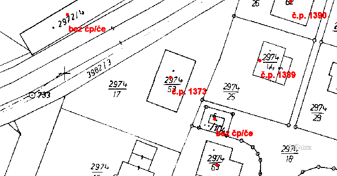 Poděbrady III 1373, Poděbrady na parcele st. 2974/53 v KÚ Poděbrady, Katastrální mapa