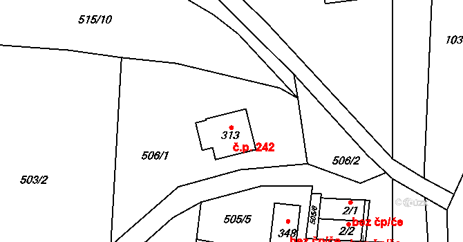 Černý Důl 242 na parcele st. 313 v KÚ Černý Důl, Katastrální mapa