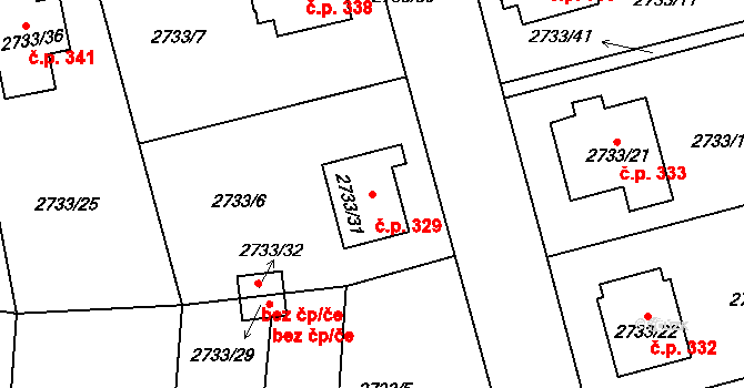 Příbram IV 329, Příbram na parcele st. 2733/31 v KÚ Příbram, Katastrální mapa
