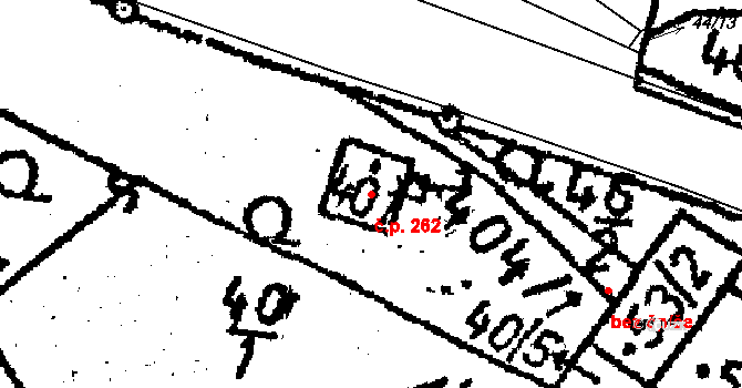 Senožaty 262 na parcele st. 401 v KÚ Senožaty, Katastrální mapa