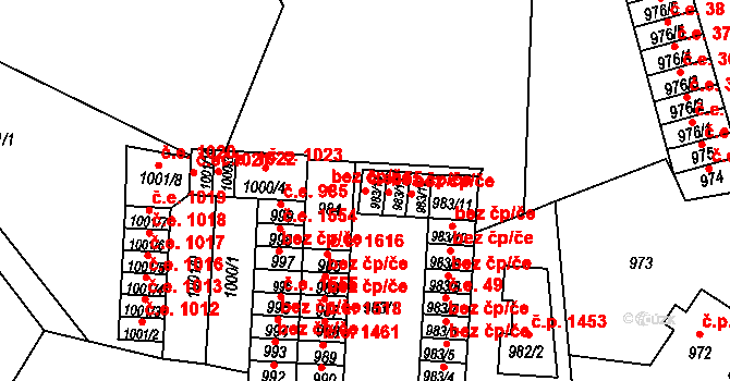 Děčín II-Nové Město 55, Děčín na parcele st. 983/14 v KÚ Děčín, Katastrální mapa