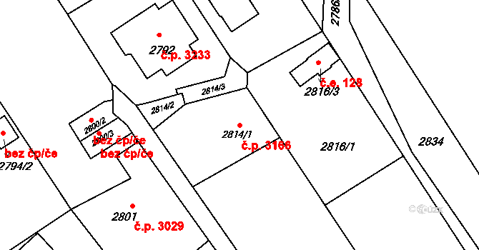 Martinov 3166, Ostrava na parcele st. 2814/1 v KÚ Martinov ve Slezsku, Katastrální mapa