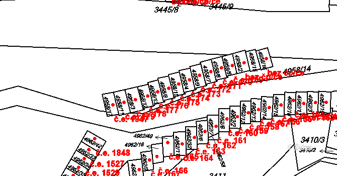 Znojmo 175 na parcele st. 4958/8 v KÚ Znojmo-město, Katastrální mapa
