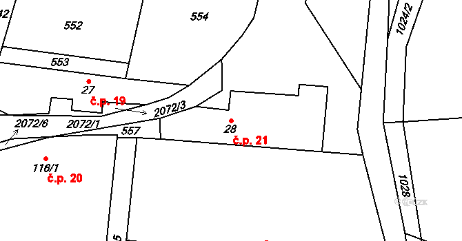 Mladotice 21, Drhovle na parcele st. 28 v KÚ Mladotice u Drhovle, Katastrální mapa