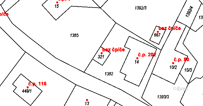 Studenec 38509504 na parcele st. 321 v KÚ Studenec u Horek, Katastrální mapa
