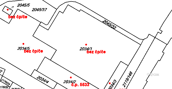 Chomutov 41517504 na parcele st. 2034/1 v KÚ Chomutov I, Katastrální mapa