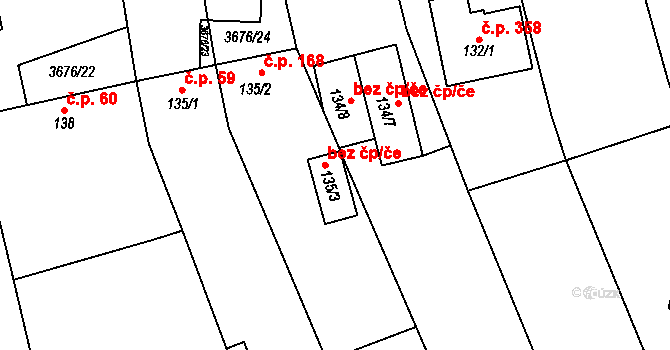 Záhorovice 41627504 na parcele st. 135/3 v KÚ Záhorovice, Katastrální mapa