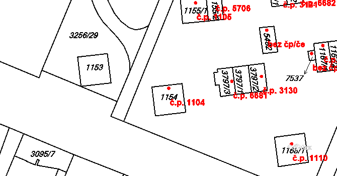 Zlín 1104 na parcele st. 1154 v KÚ Zlín, Katastrální mapa