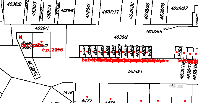 Plzeň 42657504 na parcele st. 4638/7 v KÚ Plzeň, Katastrální mapa