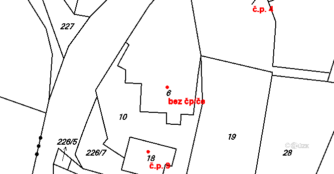 Netín 42912504 na parcele st. 6 v KÚ Záseka, Katastrální mapa
